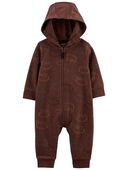Brown - Baby Zip-Up Hooded Jumpsuit