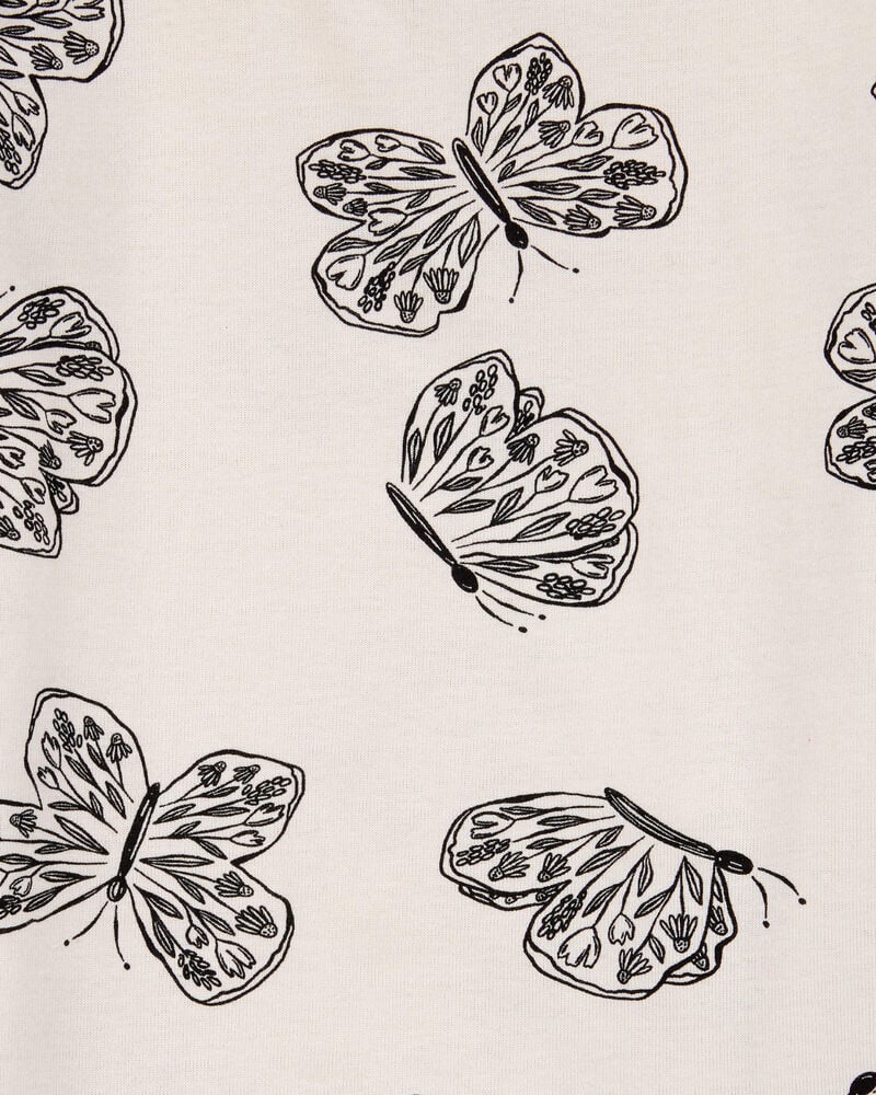 Kid 4-Piece Butterfly 100% Snug Fit Cotton Pajamas - Black/White, image 3 of 4 slides