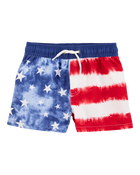 Toddler Boy Fourth of July Flag Swim Trunks, image 1 of 4 slides