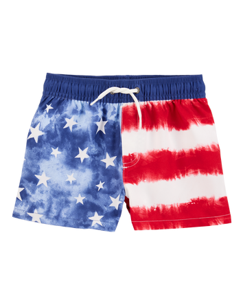 Toddler Boy Fourth of July Flag Swim Trunks, 