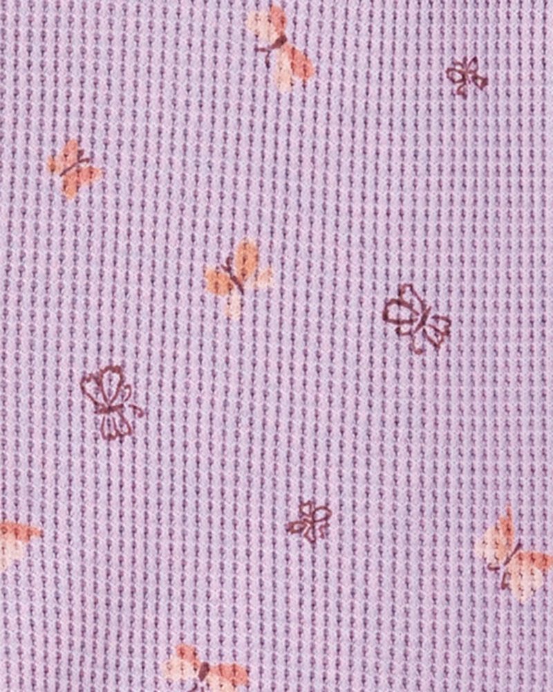 Toddler Girl 1-Piece Butterfly Waffle Knit Footie Pajamas, image 2 of 4 slides