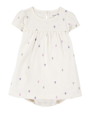 Baby 2-Piece Bodysuit Dress & Cardigan Set - Purple/White, 