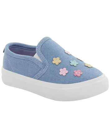 Toddler Floral Chambray Slip-On Shoes, 
