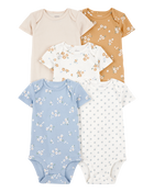 Baby 5-Pack Floral Short-Sleeve Cotton Bodysuits, image 1 of 7 slides