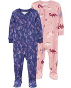 Toddler 2-Pack 100% Snug Fit Cotton Footie Pajamas, image 1 of 5 slides