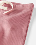 Baby Organic Cotton Rib Drawstring Leggings in Dark Blush, image 3 of 5 slides