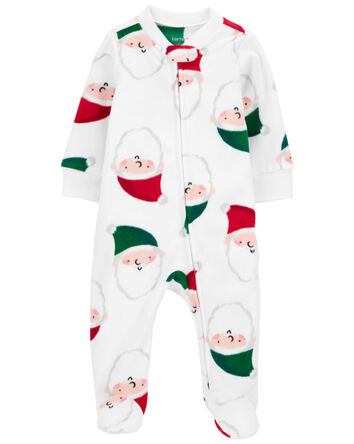 Baby Santa Zip-Up Fleece Sleep & Play Pajamas, 