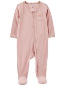 Pink - Baby 2-Way Zip Textured Sleep & Play Pajamas