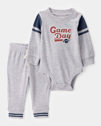 Baby 2-Piece Game Day Long-Sleeve Bodysuit Pant Set - Grey, 