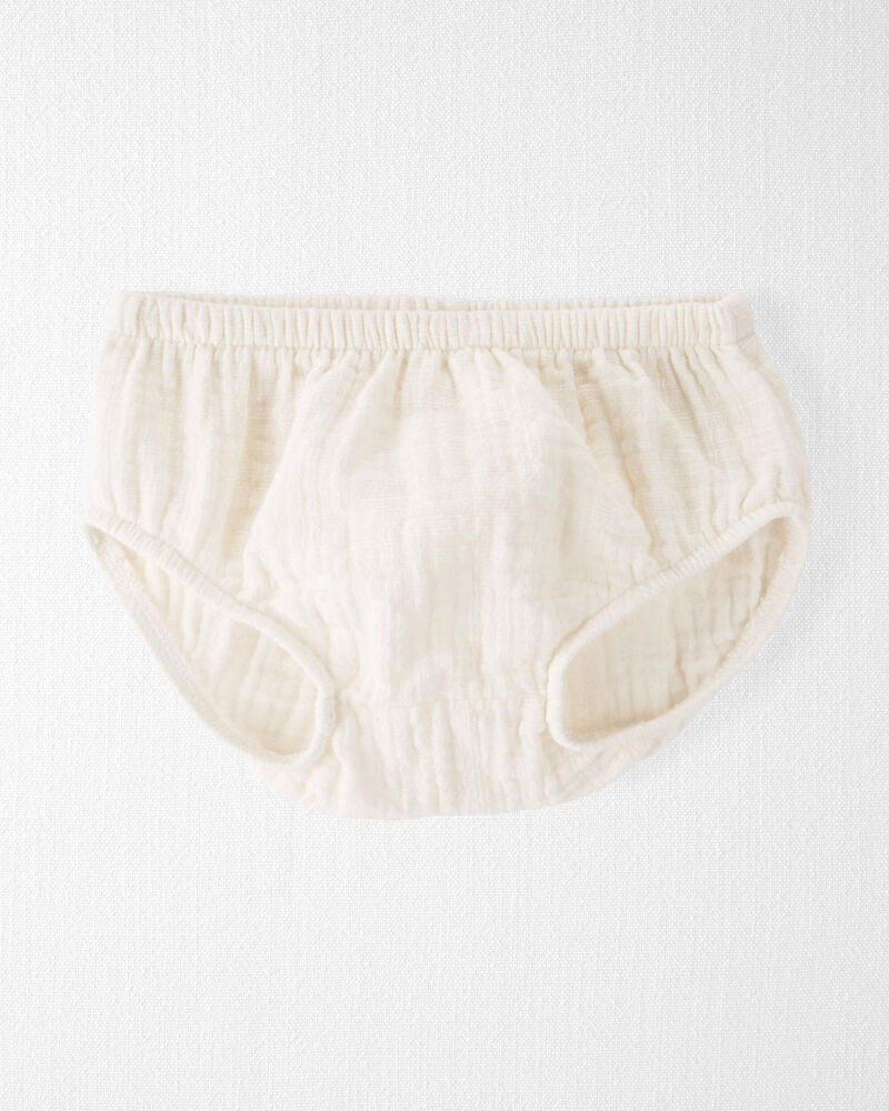 Baby Organic Cotton Button-Front Dress in Cream, image 3 of 6 slides