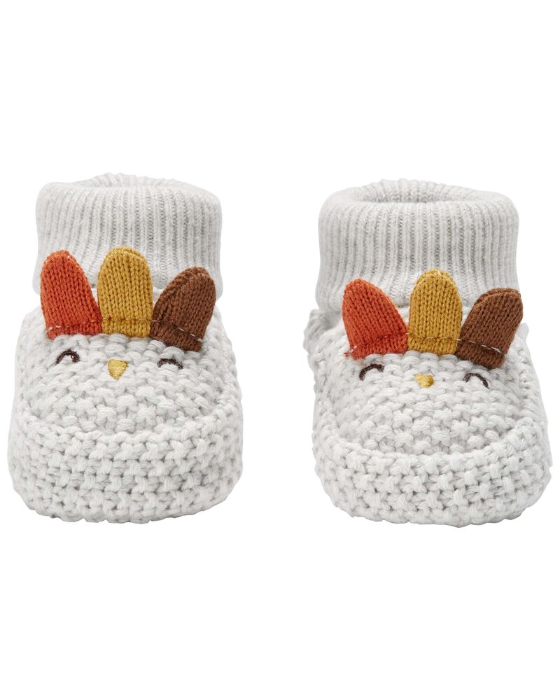 Baby Thanksgiving Turkey Crochet Booties, image 1 of 2 slides
