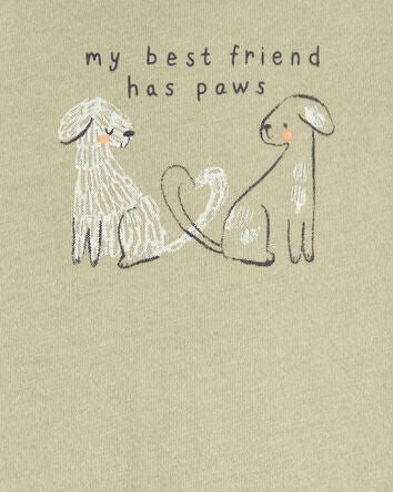 Baby Dog Best Friend Short-Sleeve Bodysuit - Olive, 