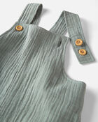 Toddler Organic Cotton Gauze Shortalls in Green, image 3 of 5 slides