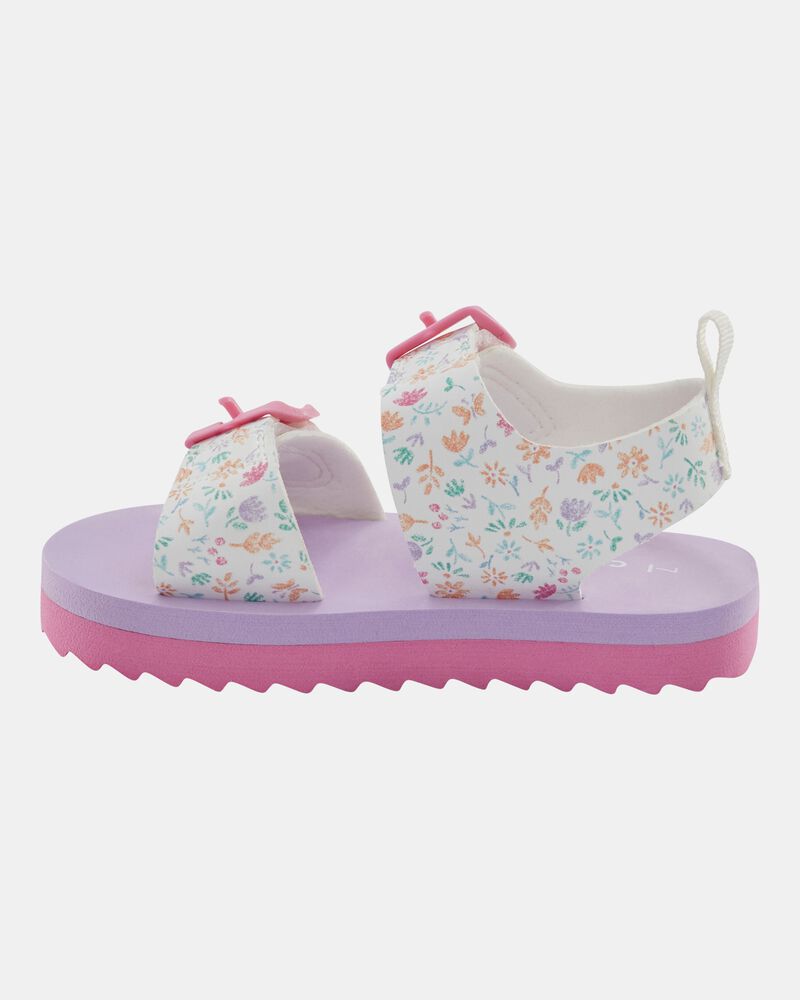 Toddler Casual Floral Sandals - Pink/White, image 6 of 7 slides