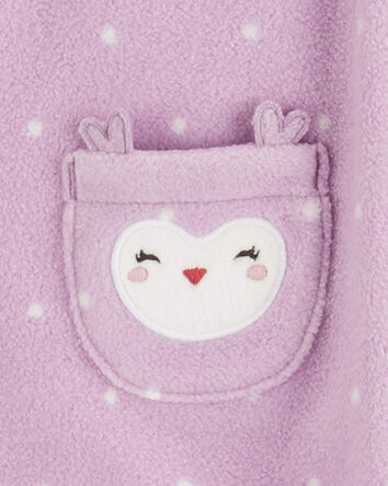 Baby Owl Hooded Zip-Up Fleece Jumpsuit, 