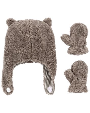 Baby 2-Pack Sherpa Hat & Mittens Set, 