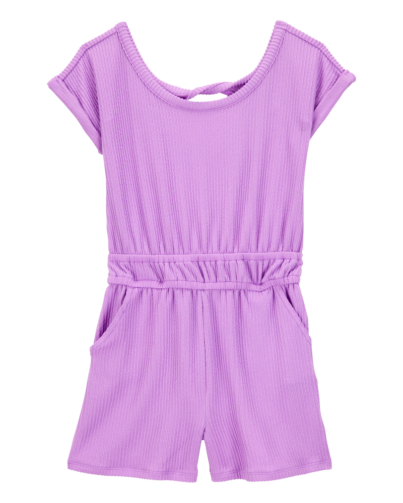 Kid Ribbed Textured Romper - Purple, image 1 of 4 slides