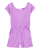 Kid Ribbed Textured Romper - Purple, image 1 of 4 slides