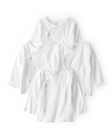 Baby 4-Pack Long-Sleeve Side-Snap Tees - White, 
