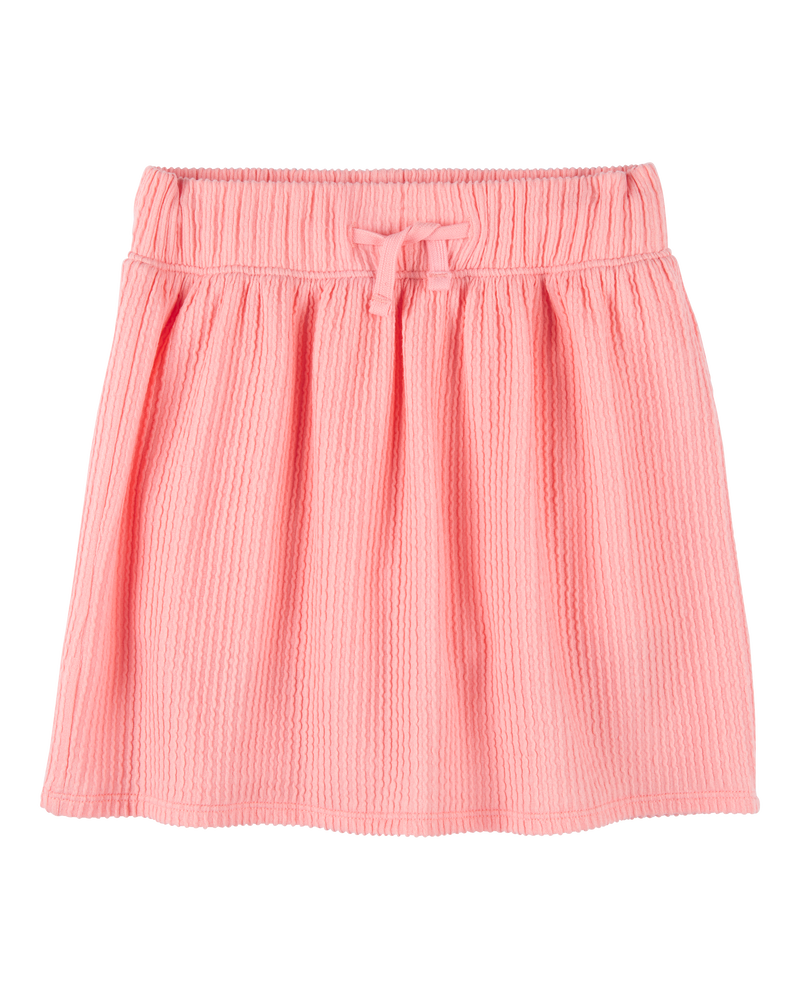 Kid Ribbed Textured Drawstring Skort - Orange, image 1 of 5 slides