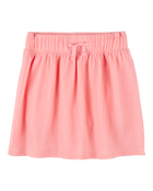 Kid Ribbed Textured Drawstring Skort - Orange, image 1 of 5 slides