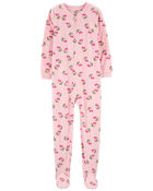 Kid 1-Piece Cherry Fleece Footie Pajamas, image 1 of 3 slides