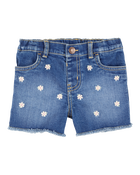 Toddler Daisy Print Iconic Denim Short - Blue Ozone Wash, image 1 of 6 slides