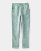 Girls Butterfly Print Fleece Drawstring Joggers - Green, image 1 of 4 slides