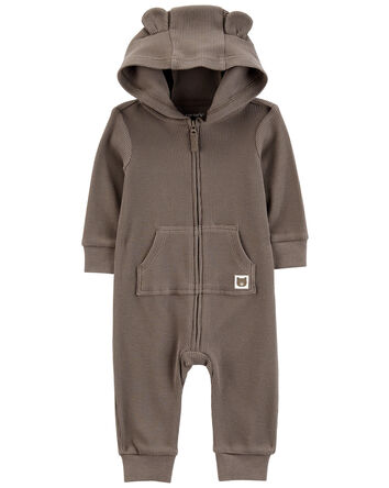 Baby Bear Hood Zip-Up Thermal Jumpsuit, 