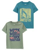 Toddler 2-Pack Construction Graphic Tees, image 1 of 5 slides
