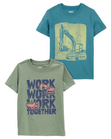 Toddler 2-Pack Construction Graphic Tees, 