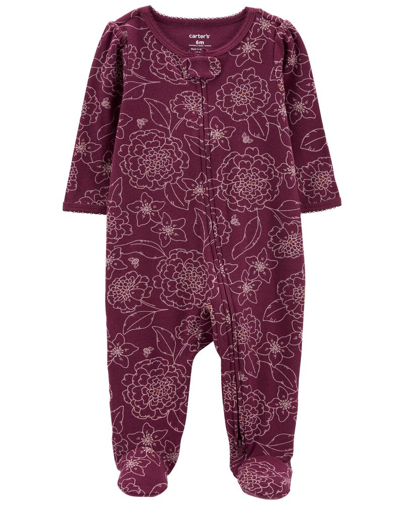 Baby 1-Piece Floral Sleep & Play Pajamas, image 1 of 3 slides