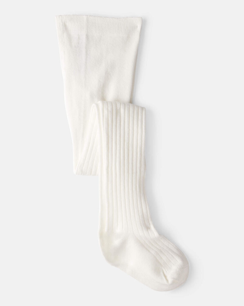 Girls Rib Tights - White, image 1 of 2 slides