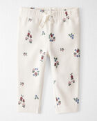 Baby Girl Organic Cotton Ribbed Knit Pants in Berry Blossom Print, image 1 of 6 slides