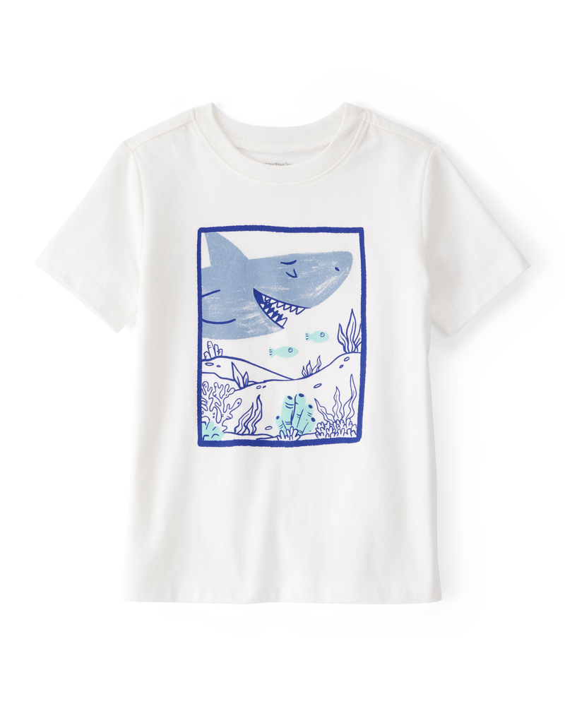 Toddler Shark Short-Sleeve Graphic Tee - Ivory, image 1 of 3 slides