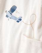 Baby 4-Piece Airplane Print Outfit Set - Blue, image 2 of 5 slides