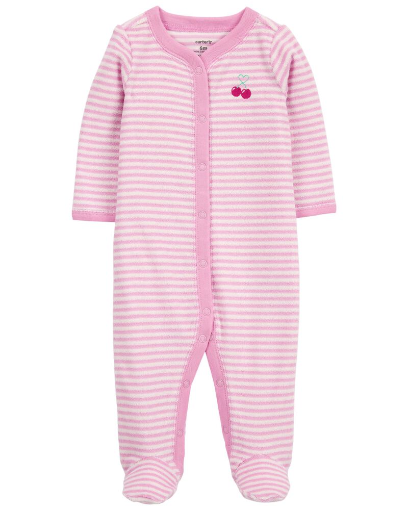 Baby Cherry Snap-Up Terry Sleep & Play Pajamas, image 1 of 3 slides