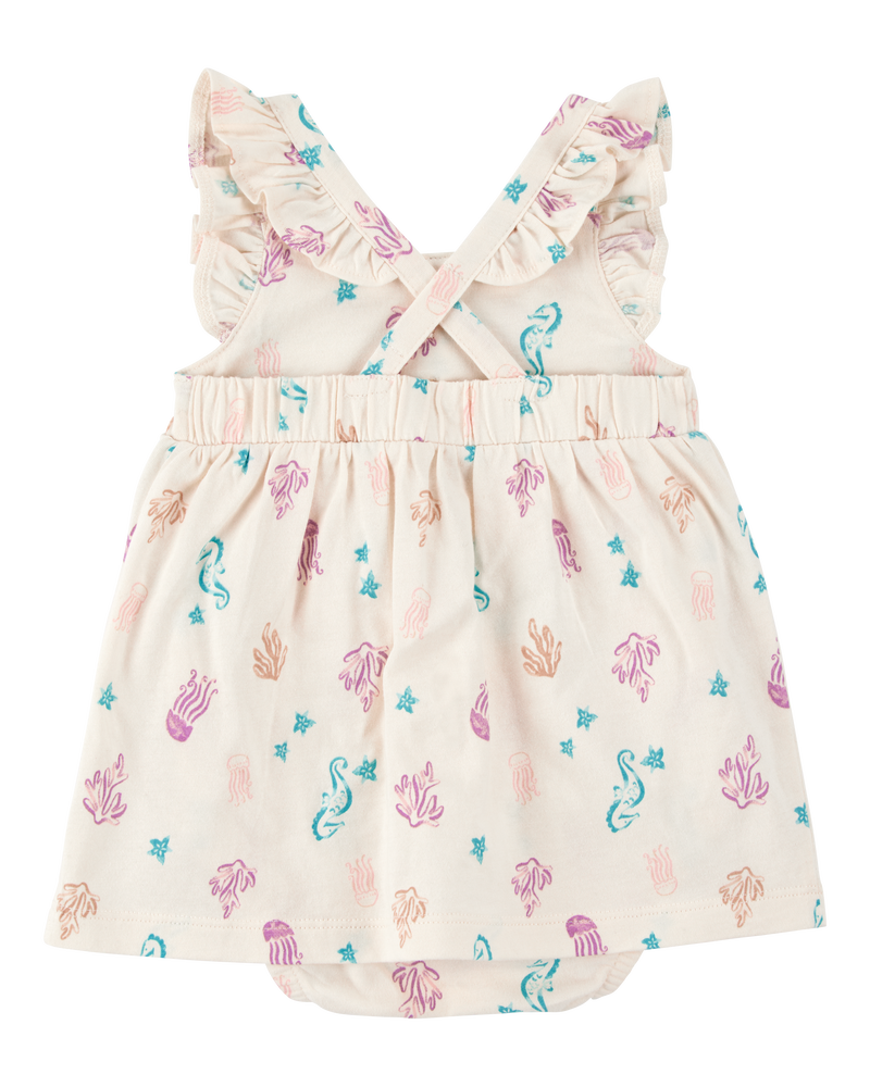 Baby Girl Sea Print Cotton Sunsuit, image 2 of 4 slides