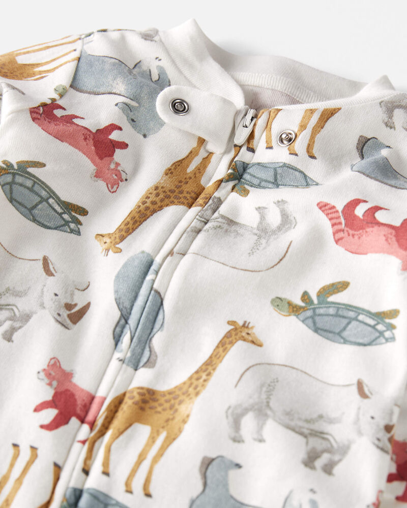 Organic Cotton Sleep & Play Pajamas in Wildlife Animals, image 2 of 4 slides