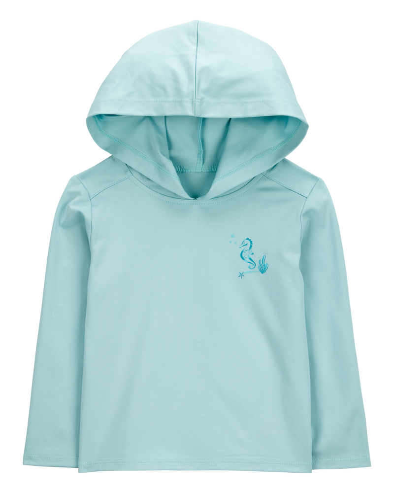Toddler UPF 50+ Sun Protection Seahorse Moisture Wicking Active Pullover - Blue, image 1 of 4 slides