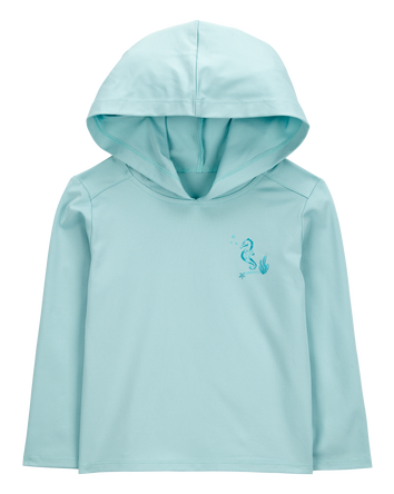 Toddler UPF 50+ Sun Protection Seahorse Moisture Wicking Active Pullover - Blue, 