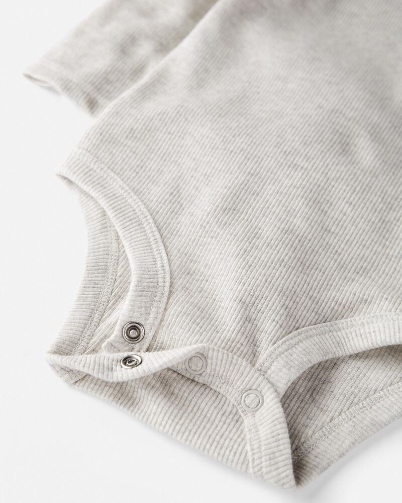 Baby Organic Cotton Mock Neck Bodysuits & Corduroy Overall Set, image 2 of 4 slides