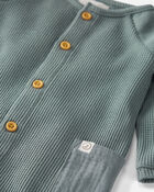 Baby Organic Cotton Waffle Knit Button-Down Jumpsuit, image 4 of 5 slides