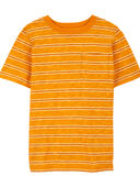 Orange - Kid Striped Pocket Tee