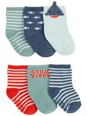 Blue/Red - Baby 6-Pack Sock Booties