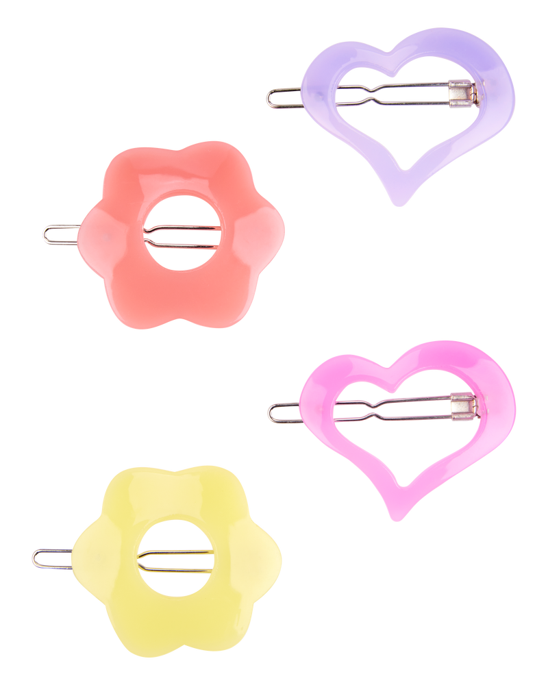 Toddler 4-Pack Floral Hair Clips, image 1 of 2 slides