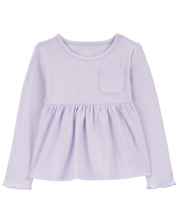 Toddler Ribbed Long-Sleeve Peplum Top, 