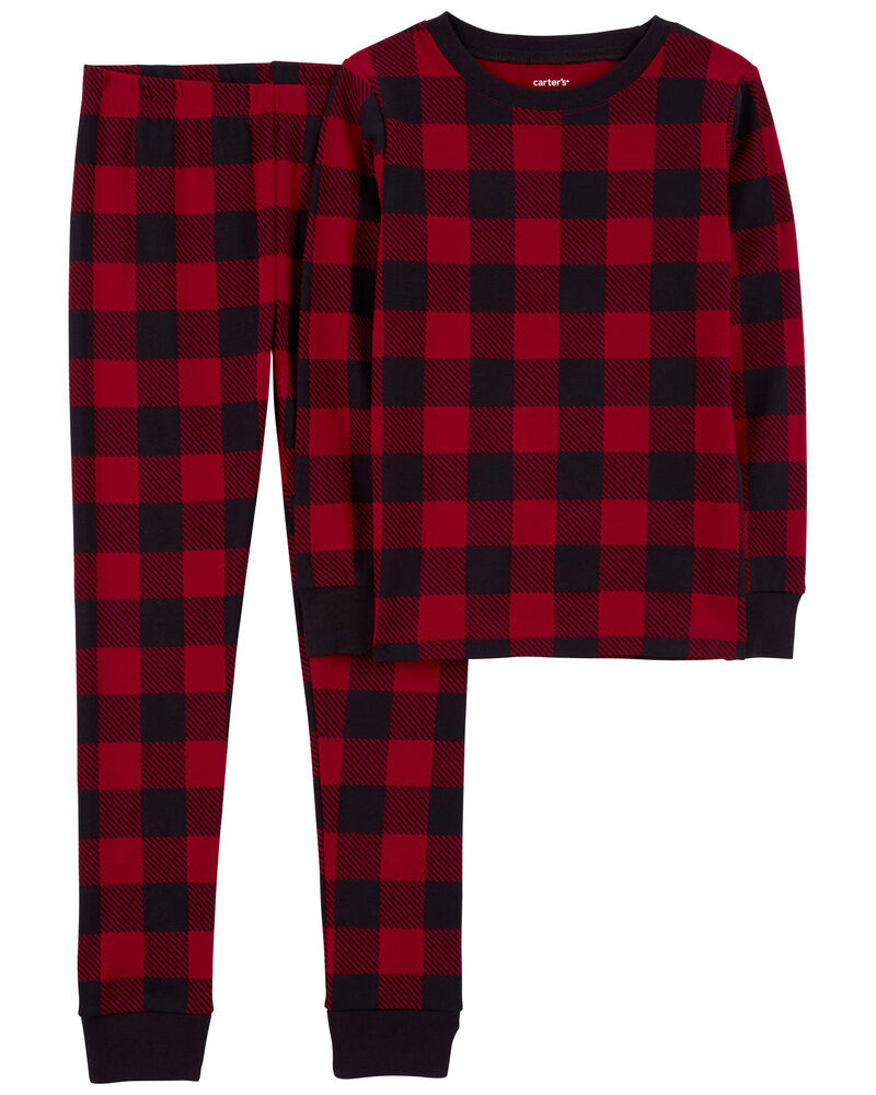 Kid 2-Piece Buffalo Check 100% Snug Fit Cotton Pajamas, image 1 of 3 slides