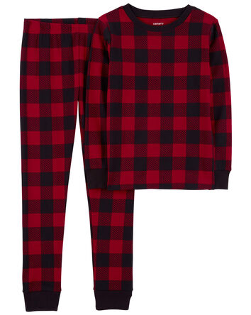 Kid 2-Piece Buffalo Check 100% Snug Fit Cotton Pajamas, 