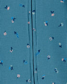 Baby Floral 2-Way Zip Waffle Knit Textured Sleep & Play Pajamas, image 2 of 4 slides
